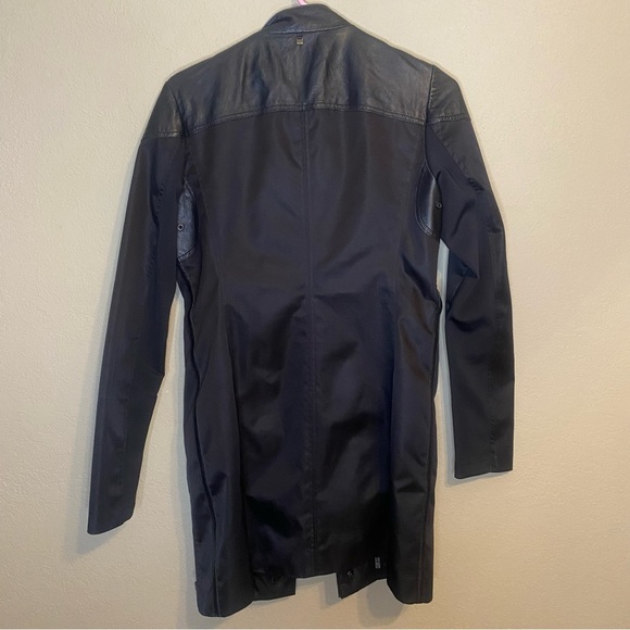 Rudsak Lourdes Long Black Leather Canvas Fall Winter Jacket - Picture 7 of 8